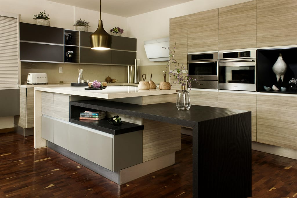Contemporary kitchen in Mexico City featuring minimalist design and stylish decor.