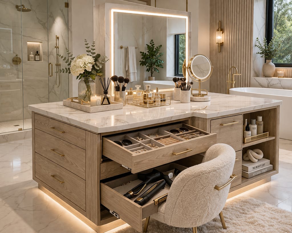 Makeup and Seating bathroom island Station