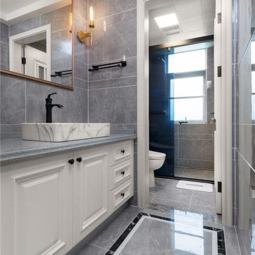 modern gray white bathroom